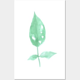 green, leaf, plant, tree, ecology, environment, nature, natural, watercolor, art, painted, hand-drawn Posters and Art